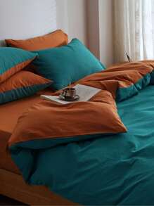 Two Tone Duvet Cover Set Without Filler - Multicolor - View 3