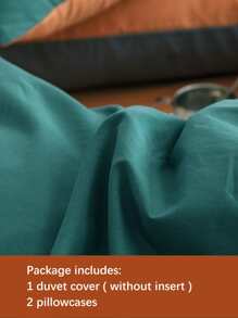 Two Tone Duvet Cover Set Without Filler - Multicolor - View 4