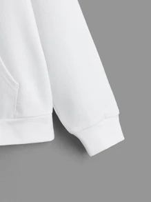 SHEIN Sudadera con gráfico de lema y figura para niño preadolescente - Blanco - Ver 4