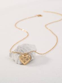 Nooxian 2pcs/set Fashion Rhinestone Decor Heart Pendant Necklace For Women For Daily Decoration - Yellow Gold - View 5