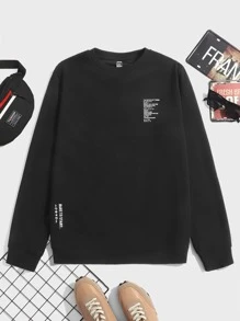 GENTILAND Men Slogan Graphic Pullover - Black - View 1