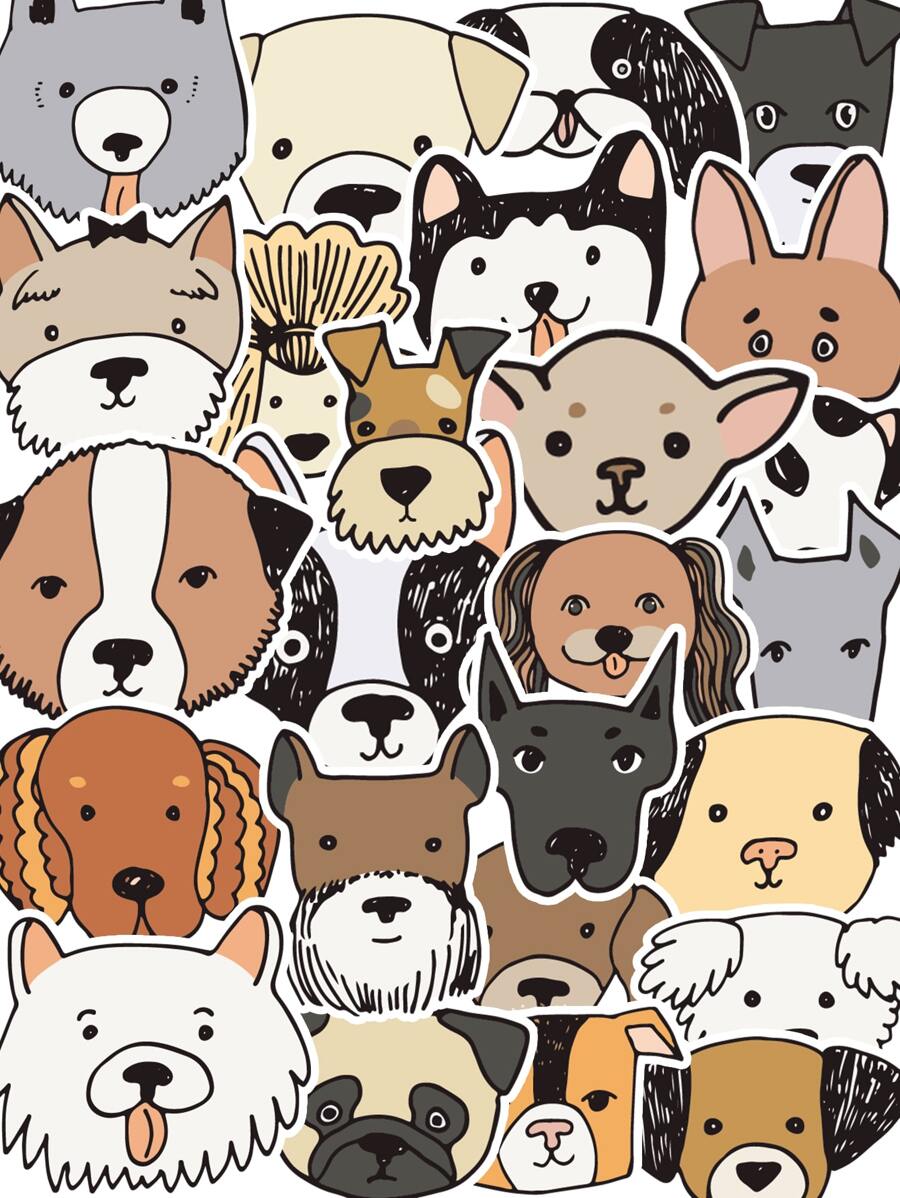 25入組卡通狗貼紙 - 彩色 - 查看 1