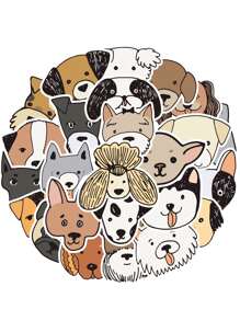 25入組卡通狗貼紙 - 彩色 - 查看 4