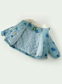 小男童字母圖案毛絨內襯夾克