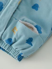 小男童字母圖案毛絨內襯夾克