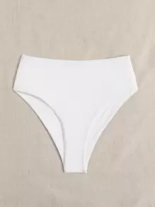 Swim Basics Geripptes Bikini Höschen mit hoher Taille