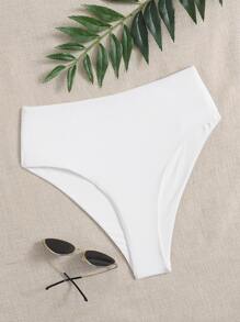 Swim Basics Geripptes Bikini Höschen mit hoher Taille