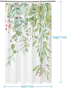 Leaf Print Waterproof Shower Curtain - Multicolor - View 4