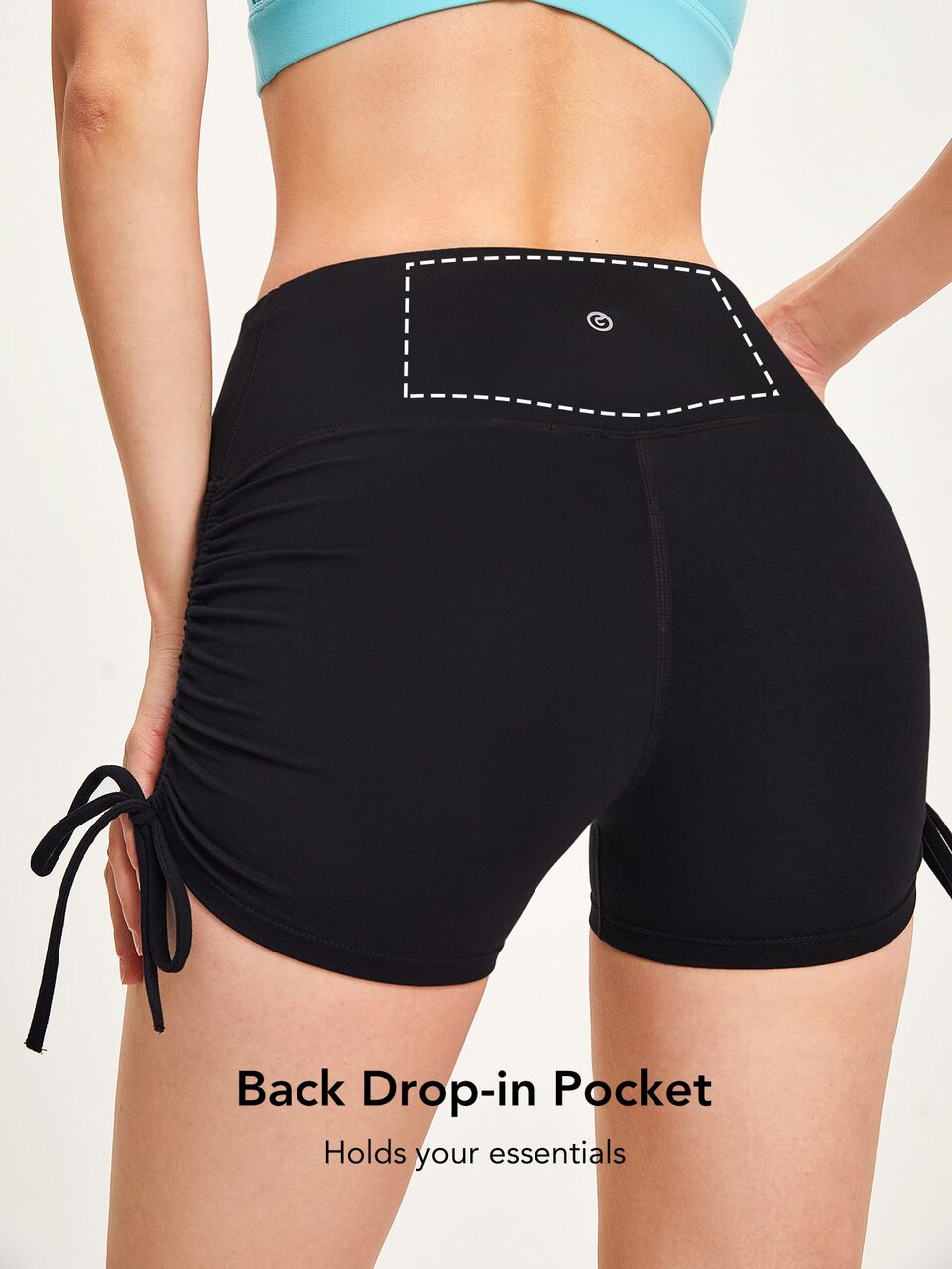 3" FeatherFit™ V-Waist Ruched Studio Shorts