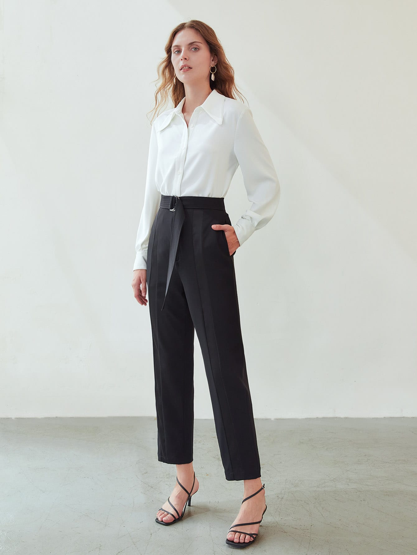 MOTF PREMIUM PRESS CREASE BELTED PANTS SHEIN USA