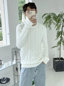 Manfinity Men Cable Knit Sweater - White - View 8