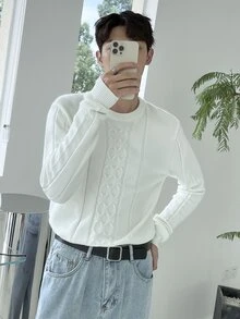 Manfinity Men Cable Knit Sweater - White - View 9