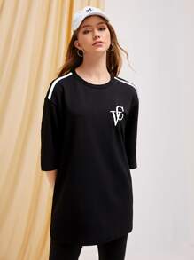 Mulvari Bộ đồ hai mảnh nữ Thêu Lá thư Giải trí - màu đen - Xem 5