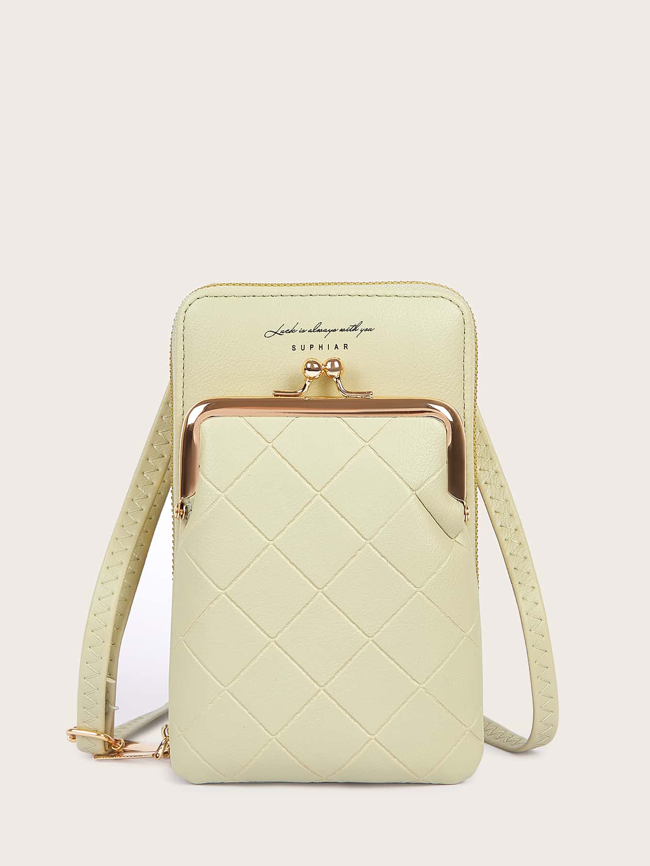 Suphiar Billetera de teléfono con detalle de letra - Verde - Ver 1