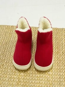 Plush Inside Slip-On Slipper Boots - Red - View 2