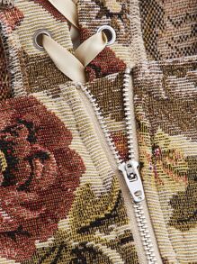 SHEIN MOD 花卉圖案提花繫帶背心上衣 - 彩色 - 查看 4