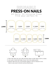 24pcs Long Square Camo Print Fake Nail & 1sheet Tape & 1pc Nail File - Multicolor - View 4