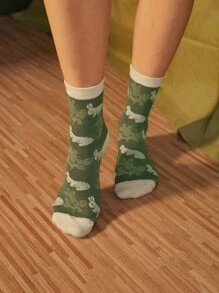 ROMWE Fairycore Vớ Hoa - màu xanh lá - Xem 11