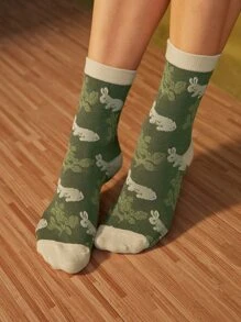 ROMWE Fairycore Vớ Hoa - màu xanh lá - Xem 10