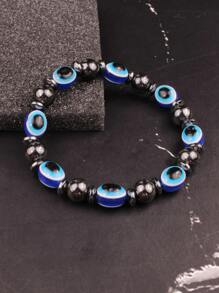 時尚流行男士邪惡之眼裝飾串珠手鍊，適合珠寶禮物和時尚外觀 - 彩色 - 查看 2