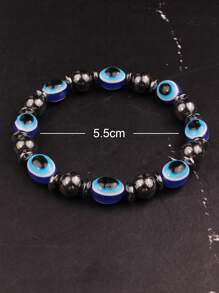 時尚流行男士邪惡之眼裝飾串珠手鍊，適合珠寶禮物和時尚外觀 - 彩色 - 查看 3