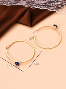 Evil Eye Decor Hoop Earrings - Multicolor - View 3