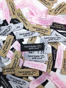 50pcs Heart & Slogan Graphic Random Color DIY Label, Handmade Clothing Tag, For DIY Sewing - Multicolor - View 1