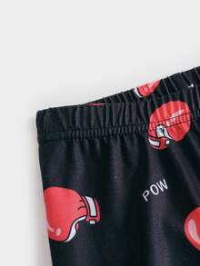 2pcs/Set Boys Snug Fit Halloween Glow In The Dark Soccer & Skull Print Long Sleeve Pajama Set - Black - View 5