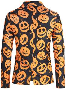 Hombres Blazer con estampado de halloween con botón - Multicolor - Ver 2