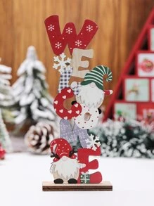 1入聖誕裝飾木質字母和彩繪diy裝飾品,無臉老人設計,北歐風格 - 彩色 - 查看 1