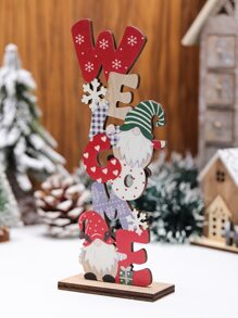 1入聖誕裝飾木質字母和彩繪diy裝飾品,無臉老人設計,北歐風格 - 彩色 - 查看 3