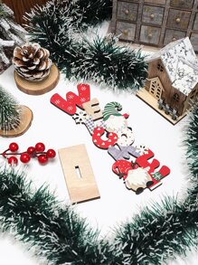 1入聖誕裝飾木質字母和彩繪diy裝飾品,無臉老人設計,北歐風格 - 彩色 - 查看 4