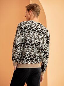 Manfinity Men Argyle Pattern Drop Shoulder Jumper - Multicolor - View 2