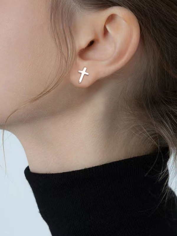 Cross Design Stud Earrings SHEIN USA