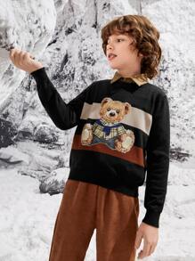SHEIN Boys Bear Pattern Jumper - Multicolor - View 4