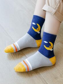 5pairs Toddler Boys Spaceman & Rocket Pattern Crew Socks - Multicolor - View 2