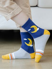 5pairs Toddler Boys Spaceman & Rocket Pattern Crew Socks - Multicolor - View 3