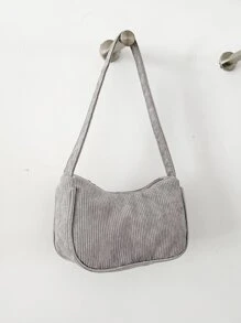 Minimalist Corduroy Bag, Perfectly Matching With Fall Outfits Women - Dark Grey - View 3
