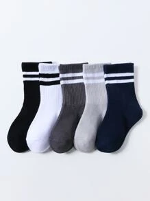5 par skarpetek dla małych dzieci w paski, czarno-biało-szare - Wielokolorowe - Zobacz 3