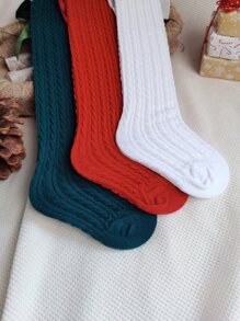 3雙女孩蝴蝶結裝飾高筒襪 - 彩色 - 查看 4