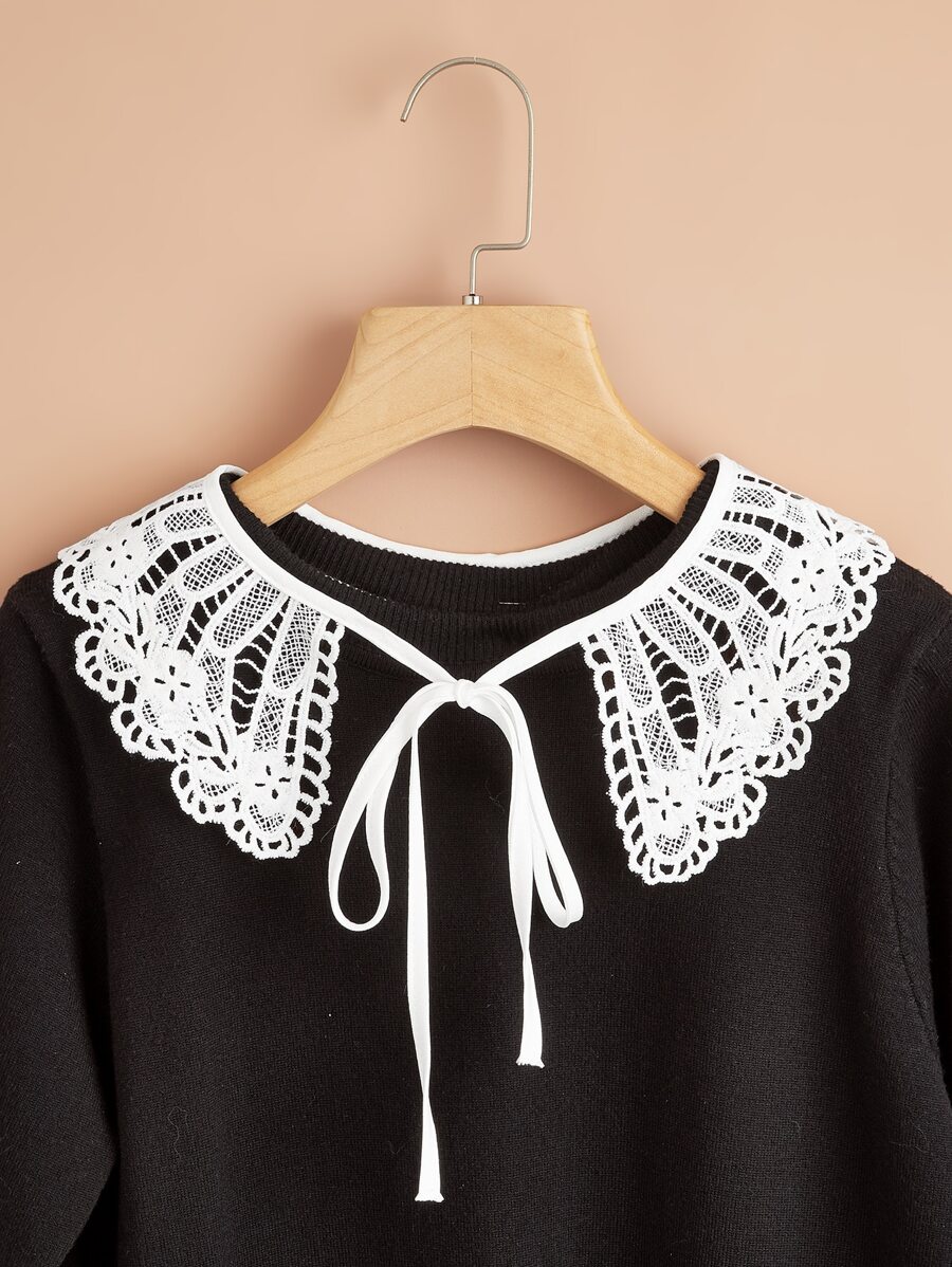 Guipure Lace Dickey Collar - White - View 1