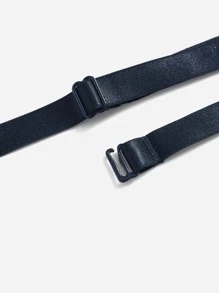 Plus Lace Panel Push Up Bra With Detachable Strap - Navy Blue - View 3