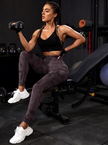 Easithlete Quần Leggings Thể thao Nữ Đồ họa - Bụi tím - Xem 4