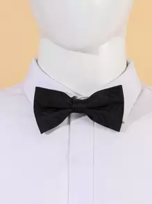 1pc Men's 2.4 Inch Black Geometric Formal Business Polyester Pre-Tied Bow Tie Men Necktie - Black - View 1