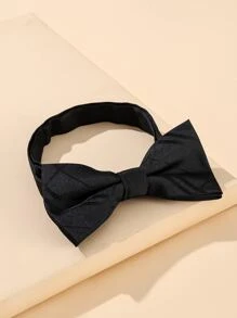 1pc Men's 2.4 Inch Black Geometric Formal Business Polyester Pre-Tied Bow Tie Men Necktie - Black - View 2