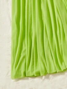 Plus Neon Lime Floral Embroidery Mesh Slips & Thong - Lime Green - View 5