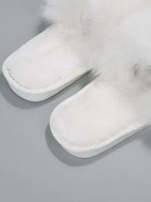 Fall/Winter Women's New Flat Non-Slip Slippers, Fashionable Pearl Open Toe Quiet Indoor Slippers, Home Slippers For All Seasons - White - View 5