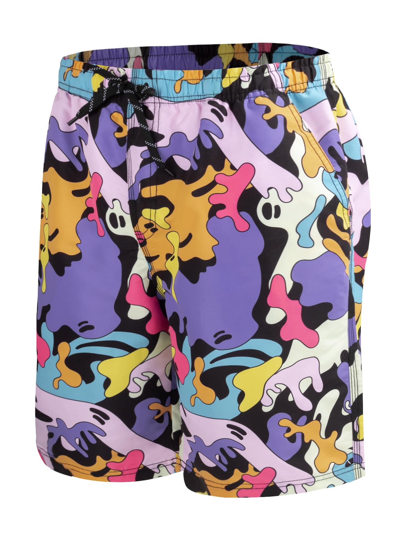 Men Allover Print Drawstring Front Swim Shorts
