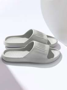 Men Ruched Detail Single Band Slides - Grey - View 2