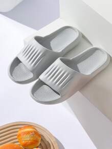 Men Ruched Detail Single Band Slides - Grey - View 3